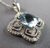 LARGE 2.35CT DIAMOND & AAA AQUAMARINE 14KT WHITE GOLD FILIGREE FLOATING PENDANT