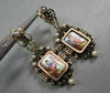 ANTIQUE HANGING VICTORIAN ENAMEL PEARLS 14KT YELLOW GOLD EARRINGS ONE OF A KIND!