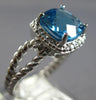 2.24CT DIAMOND & AAA BLUE TOPAZ 14KT WHITE GOLD SQUARE HALO ROPE DESIGN FUN RING