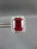 LARGE 6.11CT DIAMOND & AAA RUBY 14KT WHITE GOLD EMERALD CUT HALO STUD EARRINGS