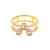 ESTATE .45CT DIAMOND 18KT YELLOW GOLD 3D ROUND & BAGUETTE DOUBLE BAND FUN RING