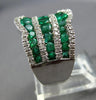 LARGE 3.85CT DIAMOND & AAA EMERALD 18KT WHITE GOLD 3D MULTI ROW FUN RING #28047