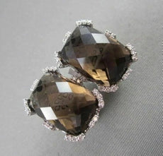ANTIQUE 18KT 32.44CTW CLIP ON SMOKY TOPAZ & DIAMOND EARRINGS ONE OF A KIND!!!!!