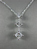 ESTATE LARGE .63CT PRINCESS CUT DIAMOND 14KT WHITE GOLD 3 STONE PENDANT #16731