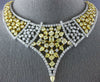 EXTRA LARGE 62.1CT WHITE & FANCY YELLOW DIAMOND 18K 2 TONE GOLD V SHAPE NECKLACE