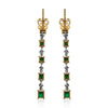 2.94CT DIAMOND & AAA EMERALD 18KT 2 TONE GOLD PRINCESS & ROUND HANGING EARRINGS