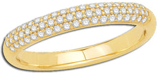 0.5CT DIAMOND 14KT WHITE GOLD CLASSIC 3 ROW PAVE SEMI ETERNITY ANNIVERSARY RING