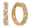 .32CT DIAMOND 14KT YELLOW GOLD SQUARE LINK LOVE KNOT HUGGIE FUN HANGING EARRINGS