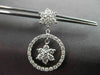 ANTIQUE 1.24CT DIAMOND 14KT WHITE GOLD FLOWER CIRCLE OF LIFE HANGING EARRINGS