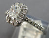 ESTATE .60CT DIAMOND 14KT WHITE GOLD ROUND & CUSHION HALO SQUARE ENGAGEMENT RING