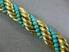 ANTIQUE LARGE & LONG AAA TURQUOISE 14K YELLOW GOLD 3D HANDCRAFTED SWIRL BRACELET