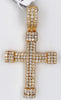 ESTATE LARGE 2.9CT DIAMOND 14KT YELLOW GOLD CLASSIC 3 ROW CROSS FLOATING PENDANT