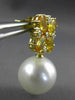 LARGE 5.36CT DIAMOND & SOUTH SEA PEARL YELLOW SAPPHIRE 18KT YELLOW GOLD EARRINGS