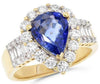 LARGE 1.28CT DIAMOND & AAA SAPPHIRE 18KT YELLOW GOLD PEAR SHAPE ENGAGEMENT RING