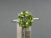ESTATE .75CT DIAMOND & AAA PERIDOT 14KT WHTIE GOLD 3D SQUARE FLOWER LOVE RING
