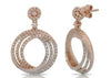 ESTATE 1.24CT DIAMOND 14KT ROSE GOLD MULTI CIRCULAR INTERWINING HANGING EARRINGS