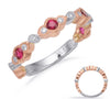 .65CT DIAMOND & AAA RUBY 14KT WHITE & ROSE GOLD ROUND FILIGREE ANNIVERSARY RING