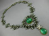 ANTIQUE EXTRA LARGE 33.60CT OLD MINE DIAMOND & AAA EMERALD 14KT GOLD NECKLACE
