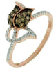 ESTATE .31CT WHITE & CHOCOLATE FANCY DIAMOND 14K ROSE GOLD FLOWER TULUP FUN RING