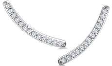 ESTATE .13CT DIAMOND 14KT WHITE GOLD 3D CLASSIC ROUND FUN EAR CLIMBER EARRINGS