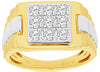 1.0CT DIAMOND 14KT WHITE & YELLOW GOLD 3D ROUND CLUSTER SQUARE JUBILE MENS RING