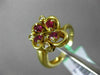 ESTATE LARGE .46CT DIAMOND & AAA RUBY 18K YELLOW GOLD 3D FLOWER ANNIVERSARY RING