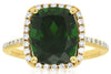 LARGE 4.7CT DIAMOND & GREEN GARNET 14K YELLOW GOLD CUSHION & ROUND HALO FUN RING