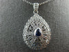 ESTATE LARGE 1.32CT DIAMOND & AAA SAPPHIRE 14KT WHITE GOLD 3D TEAR DROP PENDANT