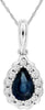 .66CT DIAMOND & AAA SAPPHIRE 14KT WHITE GOLD PEAR SHAPE SEMI BEZEL HALO PENDANT