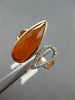.09CT DIAMOND & AAA ORANGE AGATE 14KT ROSE GOLD PEAR SHAPE CRISS CROSS FUN RING