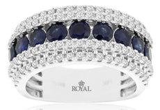 2.02CT DIAMOND & AAA SAPPHIRE 14KT WHITE GOLD CLASSIC MULTI ROW ANNIVERSARY RING