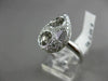 ESTATE LARGE .60CT ROUND DIAMOND 14K WHITE GOLD 3D OPEN PAVE PEAR SHAPE FUN RING
