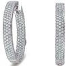 ESTATE 3.21CT DIAMOND 14KT WHITE GOLD MULTI ROW INSIDE OUT HOOP HANGING EARRINGS