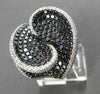 ESTATE LARGE 6.84CT WHITE & BLACK DIAMOND 18KT WHITE GOLD 3D INFINITY HEART RING