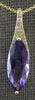 LARGE 2.74CT DIAMOND & AAA AMETHYST 14KT YELLOW GOLD 3D MARQUISE & ROUND PENDANT