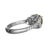 4.99CT WHITE & FANCY YELLOW DIAMOND 18KT WHITE GOLD 3D 3 STONE ENGAGEMENT RING