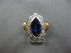 LARGE 3.19CT DIAMOND & AAA SAPPHIRE 18K 2 TONE GOLD 3D FLORAL ENGAGEMENT RING