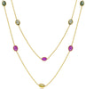 LONG 16.92CT AAA MULTI COLOR SAPPHIRE 18KT YELLOW GOLD MULTI SHAPE LOVE NECKLACE