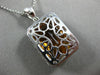 ESTATE LARGE 15.53CT DIAMOND & CITRINE 14KT WHITE GOLD 3D HALO FLOATING PENDANT