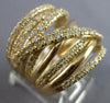 EXTRA LARGE 1.70CT DIAMOND 14KT YELLOW GOLD 3D MULTI ROW CRISS CROSS FUN RING
