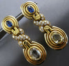 LARGE 7.42CT DIAMOND & AAA SAPPHIRE 18KT YELLOW GOLD 3D OVAL X HANGING EARRINGS