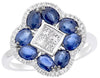 LARGE 2.28CT DIAMOND & AAA SAPPHIRE 14KT WHITE GOLD 3D FLOWER ENGAGEMENT RING
