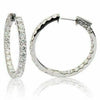 ESTATE 3.0CT DIAMOND 18KT WHITE GOLD 3D CLASSIC ROUND INSIDE OUT HOOP EARRINGS