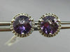 ESTATE 2.62CT DIAMOND & AAA AMETHYST 14KT WHITE GOLD ROUND HALO CLASSIC EARRINGS