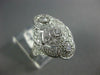 ANTIQUE WIDE .42CT DIAMOND 14KT WHITE GOLD 3D 3 STONE HALO FILIGREE RING #1330