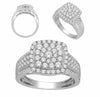 ESTATE LARGE 1.0CT DIAMOND 14KT WHITE GOLD 3D CLUSTER MULTI ROW SQUARE FUN RING