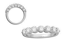 1.0CT DIAMOND 14KT WHITE GOLD ROUND & BAGUETTE 7 STONE WEDDING ANNIVERSARY RING