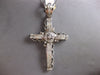 EXTRA LARGE 3.25CT DIAMOND 14KT WHITE GOLD 3D PRINCESS HANDCRAFTED CROSS PENDANT