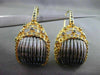 ESTATE LARGE .30CT DIAMOND 14K BLACK & YELLOW GOLD BASKET WOVEN HANGING EARRINGS