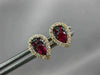 ESTATE .57CT DIAMOND & AAA RUBY 14KT ROSE GOLD CLASSIC PEAR HALO STUD EARRINGS